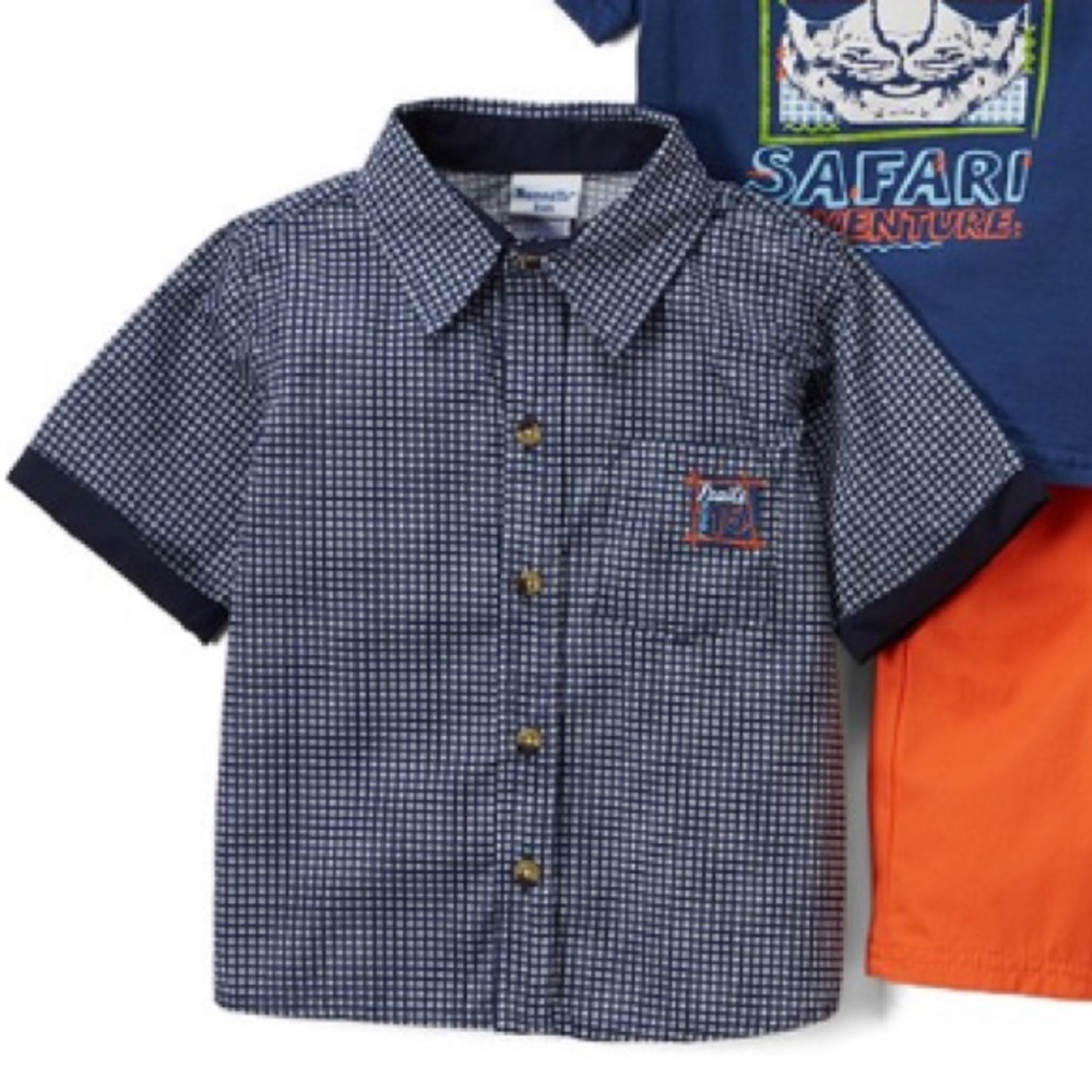Boy’s Navy & Orange Safari Adventures Shorts Set - Picture 2 of 5
